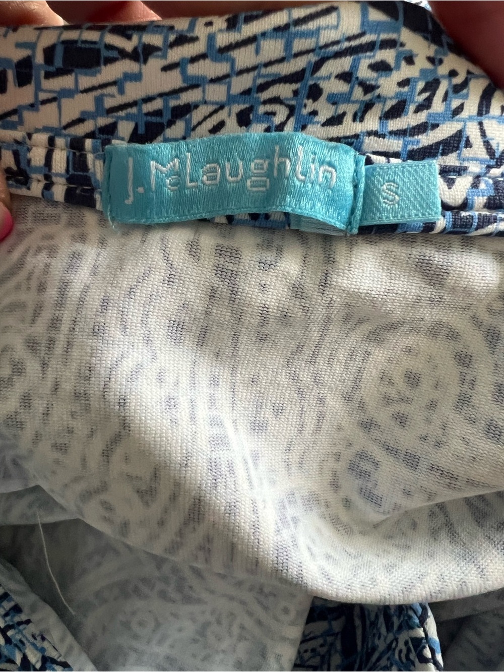 J. McLaughlin Blue and White Paisley Wrap Dress Stretch Business Casual Small - Picture 5 of 5